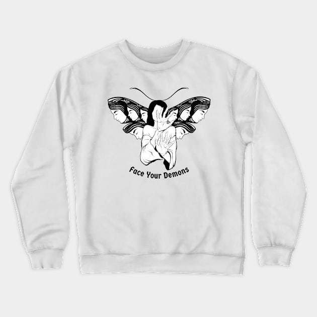 Face Your Demons Crewneck Sweatshirt by Creativity Haven